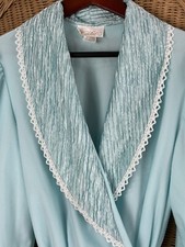 vintage Cachet robe blue small long Crinkle Collar