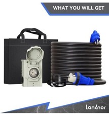 50AMP 15Feet Generator Cord with Pre-drilled Power Inlet Box, 50 Amp 4 Prong,