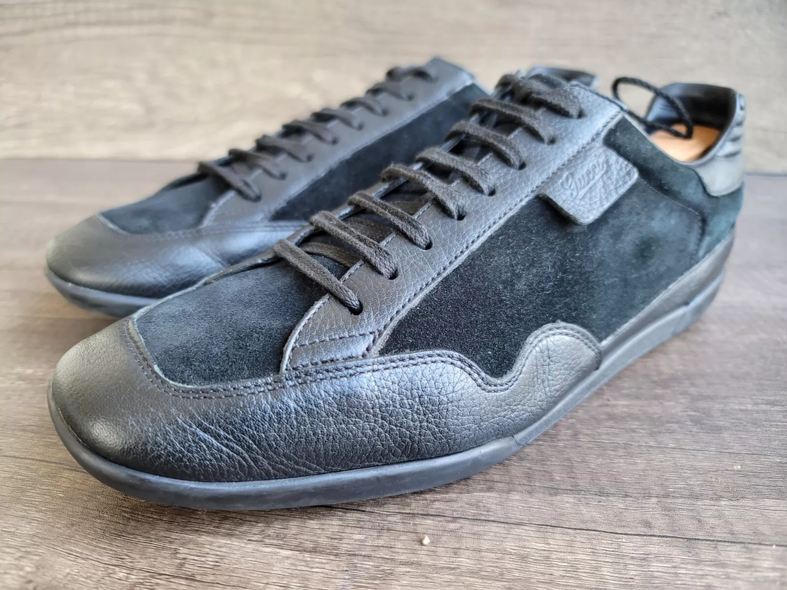 Baskets basses homme Gucci 317052 en cuir noir pointure 7 US 8.