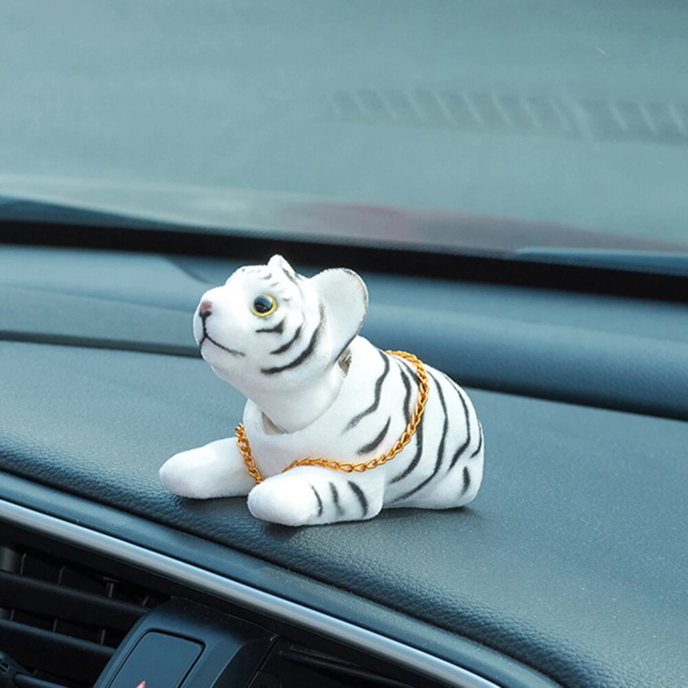 1 Nodding Lucky Tiger Figurine Ornament Bobble Head Toy Auto Car