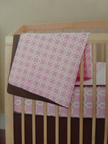 4 pc Skip Hop Pink Lattice Complete Sheet Crib Bedding Set NIP - Picture 6 of 11