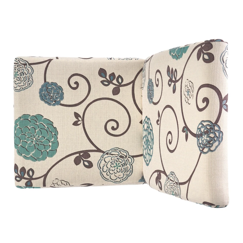 Silla de comedor Percival de tela floral blanca y azul, juego de 2 Foto 3 de 4