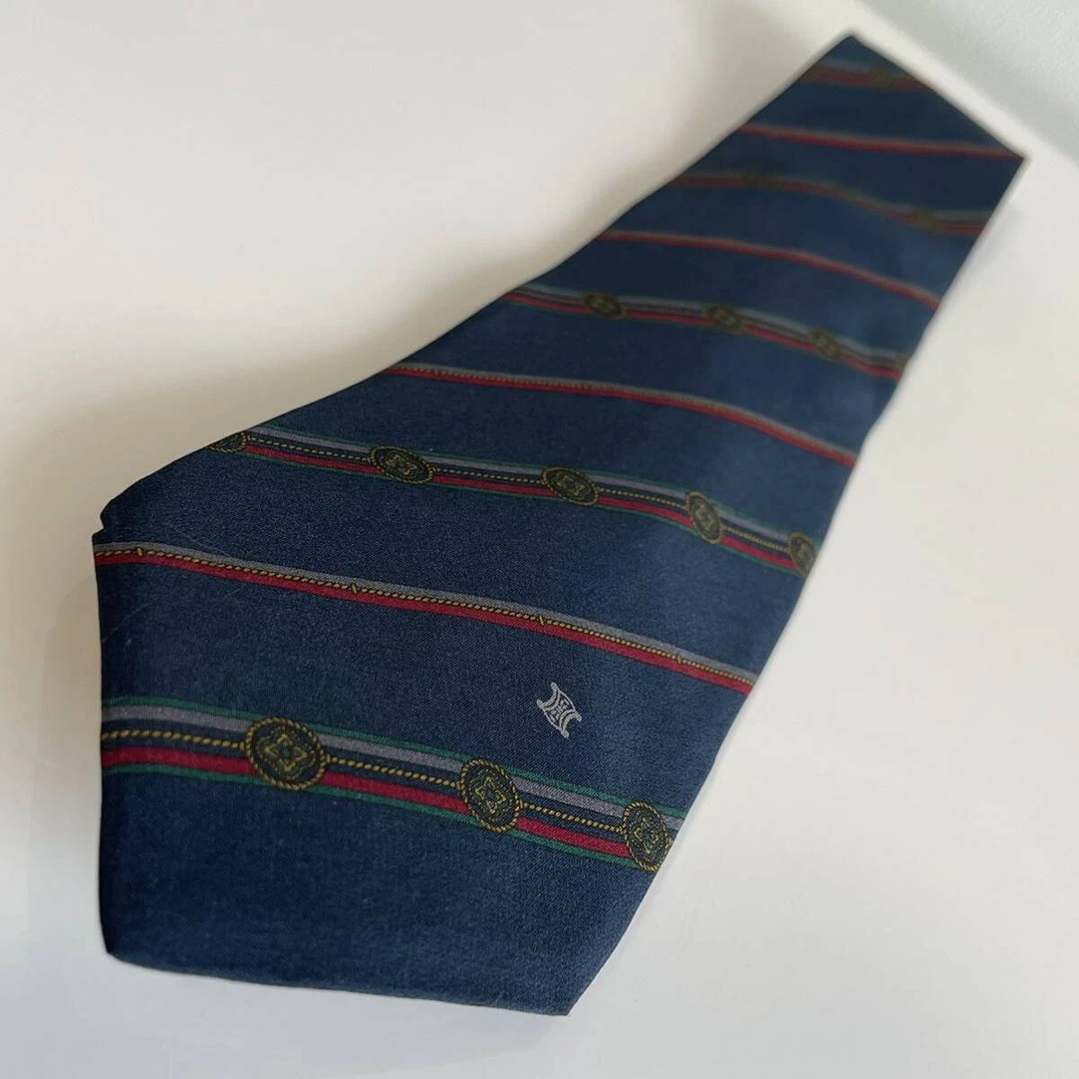 CELINE cravatta uomo seta originale usata cravatta abito classico lusso multicolore A74