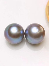 Pair 10-11mm South Sea Genuine Pink Purple Lavender Round Loose Pearl Undrilled