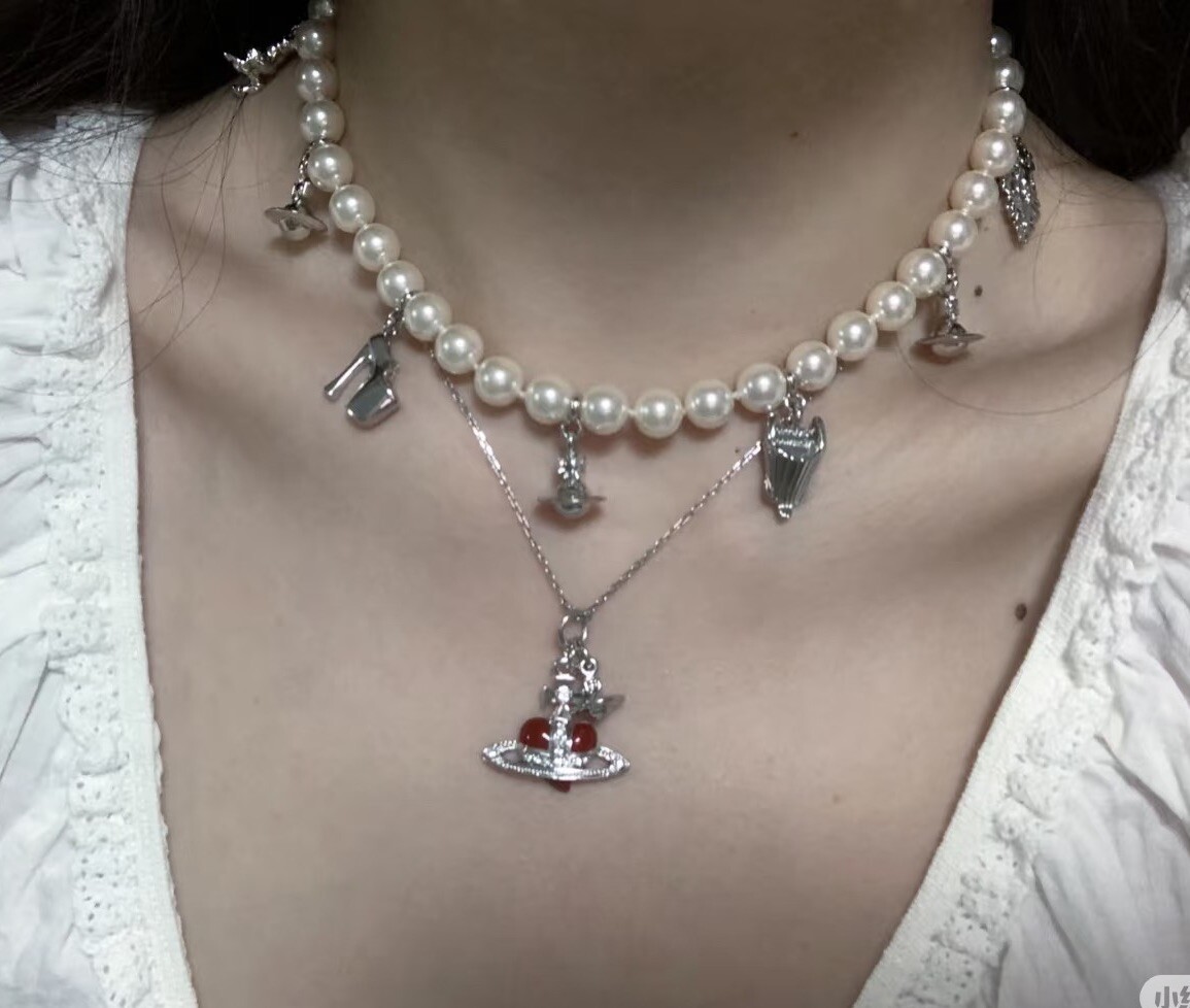 Vivienne Westwood Multi Mix Pendants Pearl Necklace Chocker
