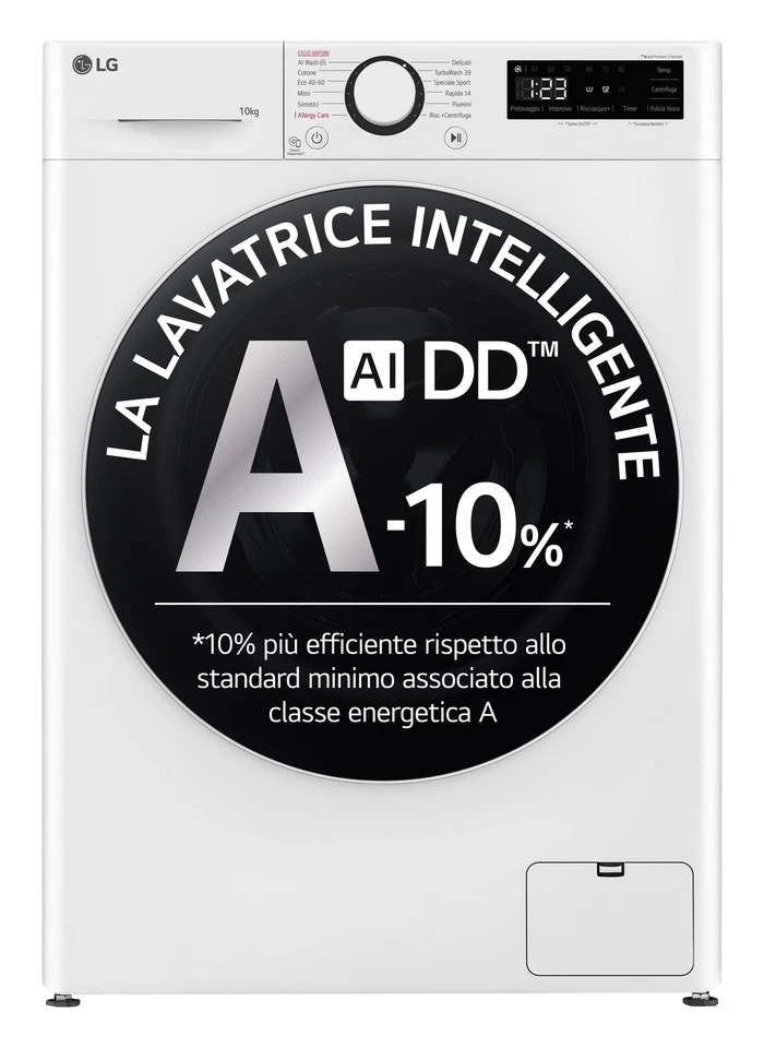 Lg Lavatrice 10 Kg SERIE R5 F4R5010TSWW AI DD Steam White e Black classe A - Immagine 2 di 4