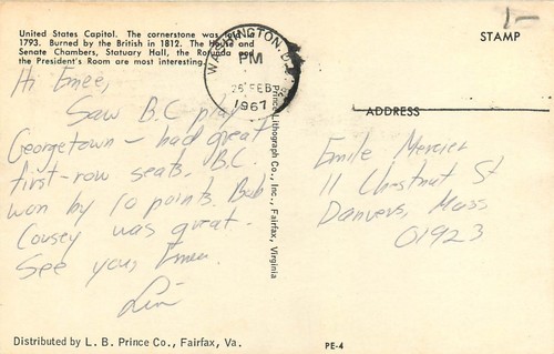 Postal con marca de cancelación del Capitolio de Estados Unidos pm 1967 Washington DC - Imagen 2 de 2