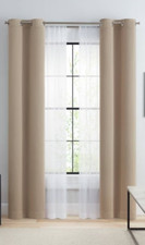 Eclipse 2pk Blackout Spratton Voile 27x84" Grommet Top Curtain Panels Wheat