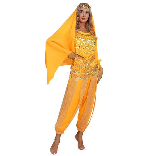 Damen Tanzbekleidung Laterne Kostüm Harem Outfit Cosplay Tanz Schal Bauch Sets - Bild 134 von 139