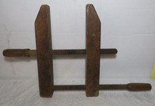 Very Large Antique Primitive Wooden Parallel Screw Clamp Tool Vise Use Display