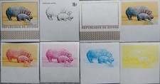 GUINEA 1968 497 PROOFS PROBEN Flusspferd Hippopotamus Tiere Wild Animals Fauna**