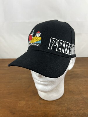 Canal de Panama Black Cotton Blend Strapback Baseball Cap Hat