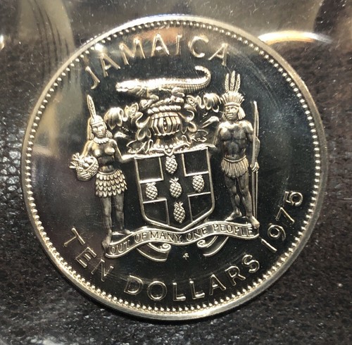 1975 JAMAICA 10 DOLLARS UNCIRCULATED COPPER NICKEL COIN-45MM-KM#66-MINTAGE=5,758 - Picture 2 of 4