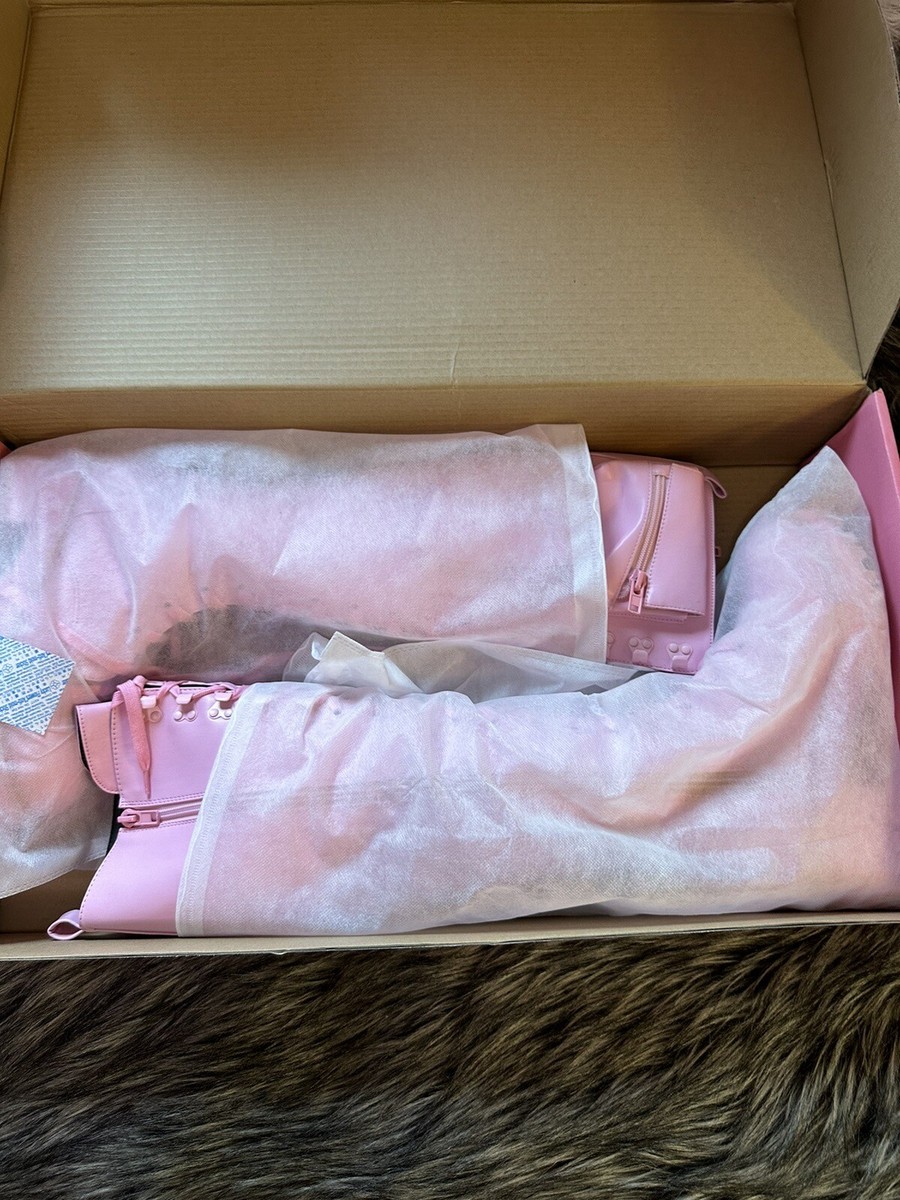 SUGAR THRILLZ OVER KNEE COMBAT BOOTS SZ 10 BUBBLEGUM PINK