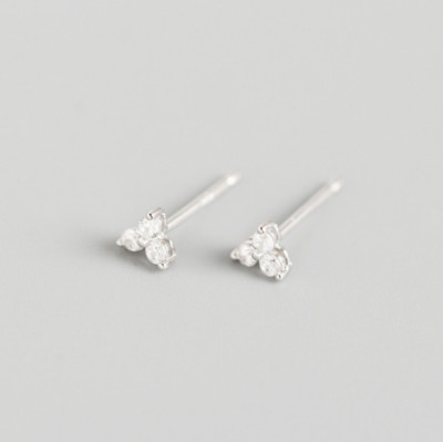 14K Gold Sterling Silver Lovely Adorable Tiny Triangle CZ Stud Earrings 4mm AJ
