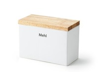 Continenta - Vorratsdose Keramik Mit Holzdeckel, Weiß 20X10X14,5Cm