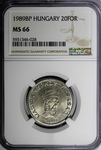 Hungary 1989 BP 20 Forint György Dózsa NGC MS66 TOP GRADED KM# 630 (028) - Picture 2 of 4