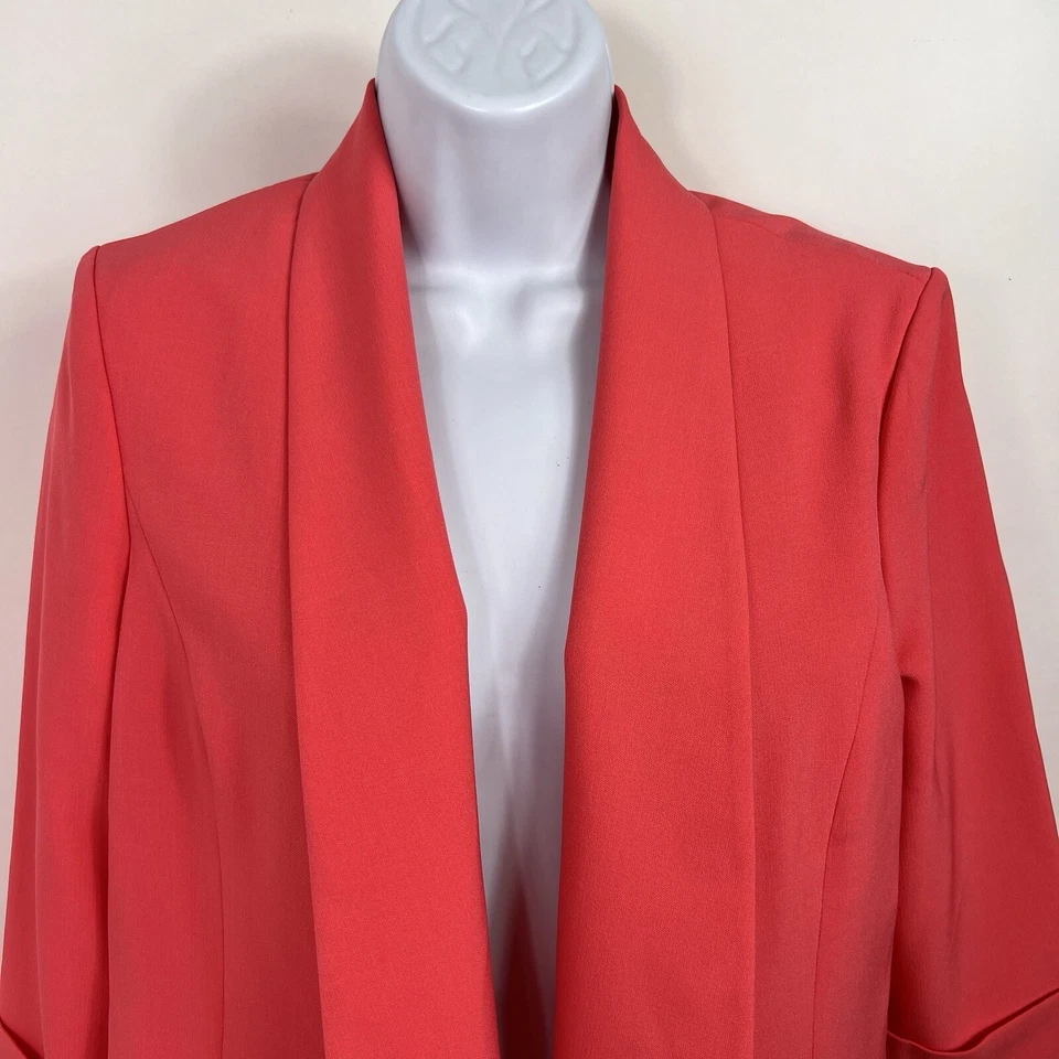 Evan Picone Black Label Jacket Women's Size 8 Open Front Blazer 3/4 Sleeve Pink - Image 2 of 4