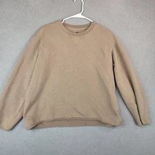 Uniqlo Sweatshirt Mens Large Tan Crewneck Pullover Cotton Blend V Stitch Casual