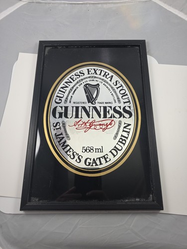 VTG Guinness Extra Stout St James Gate Dublin Bar Mirror Sign 1999 9x13 Black