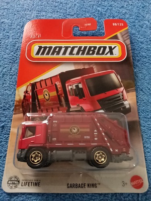 #ad MATCHBOX GARBAGE KING TRASH TRUCK IN RED #99 125 $7.50