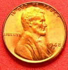 1948-D Lincoln Wheat Cent Penny GEM RED BU From an Original Bank Roll