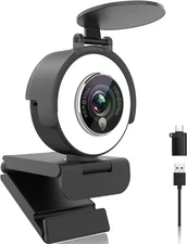Angetube 1080p Webcam with Ring Light for Streaming: USB 60FPS Web Camera... 