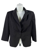 White House Black Market Women's Black 1/2 Sleeve One Button Blazer Jacket - 4