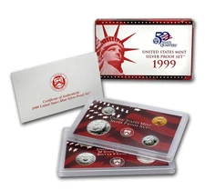 US Mint 50 State Silver 1999 Proof Set W Box and COA OGP Uncirculated Estate Lot