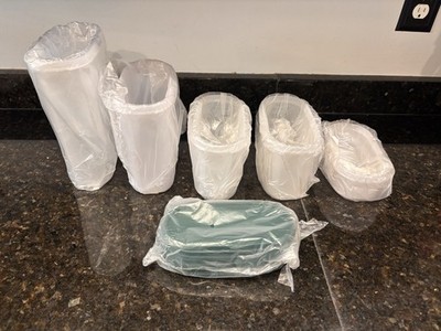 Tupperware Modular Mates 5 Pc Oval Container Set Sz 1, 2, 2, 3, 4 Green Seal NEW