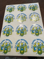 Vintage Trend  Scratch & Sniff HAPPY BIRTHDAY CANDLES Stickers Full Sheet Green