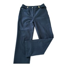 St. John Sport Straight Leg Pant Size 10 Cotton Navy Blue Solid Formal Career