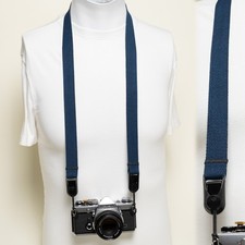 42" Blue Cotton Camera Straps w/ 2x Peak Design Anchors - Handcrafted original