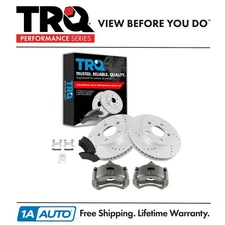 TRQ Front Brake Calipers Pads & Drilled Rotors For 2000-2003 Pontiac Bonneville