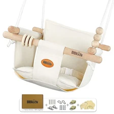 Canvas Wood Indoor Outdoor Baby Toddler Swing Washable
