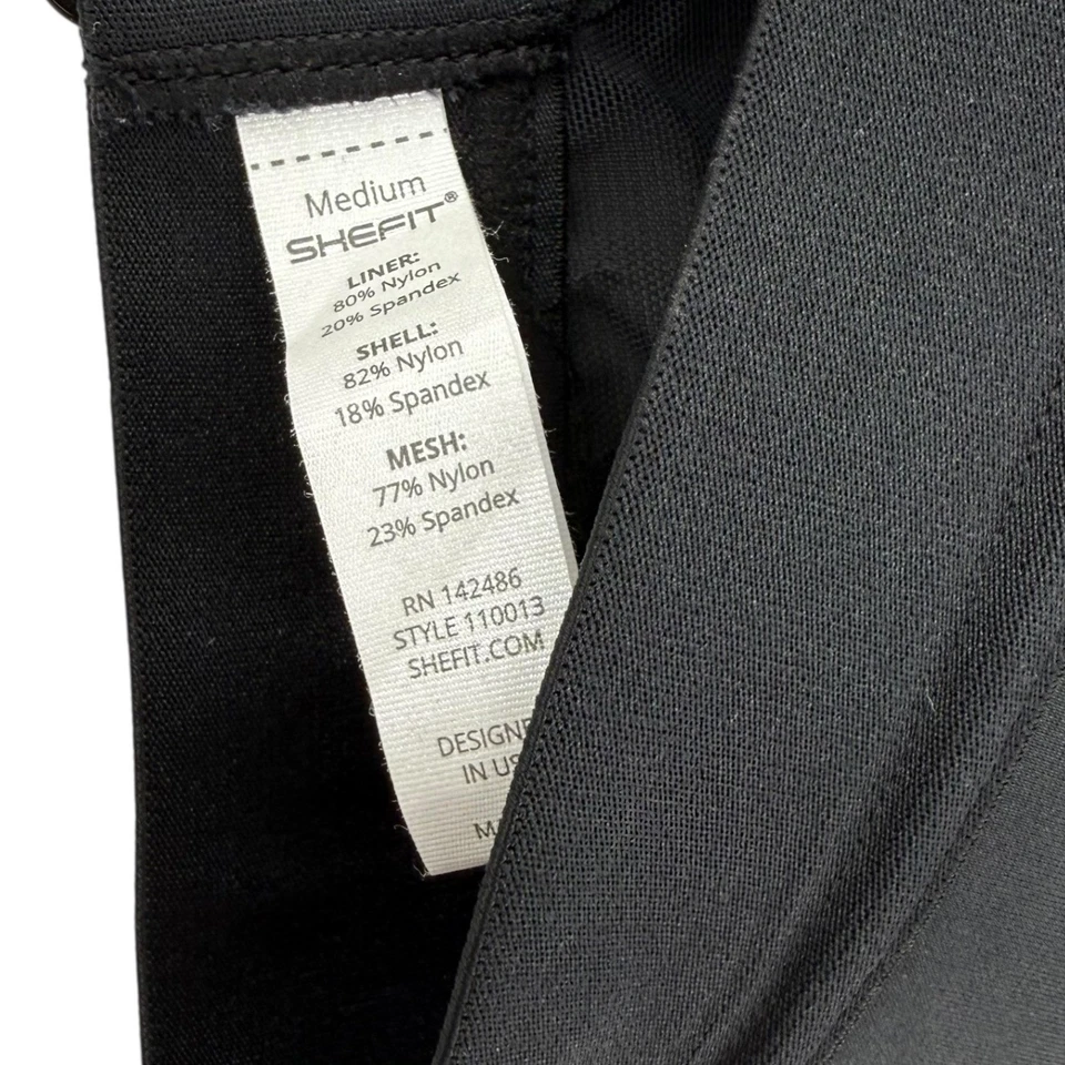 SHEFIT Ultimate Sports Bra Black Medium Front Zip Adjustable Straps High Impact - Image 2 of 4