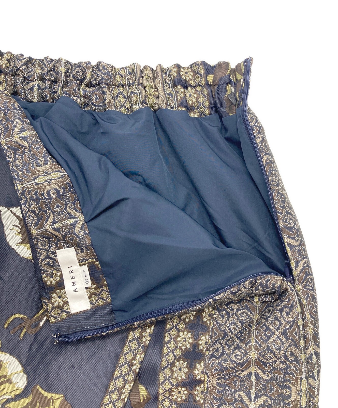 Ameri IMANE JACQUARD WRAP SKIRT S Navy Ext+++ - image 4