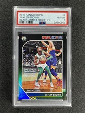 One Of One 1/1 2019-20 Panini NBA Hoops Jaylen Brown #7 Black Artist Proof PSA 8