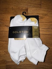 Gold Toe 6 Pack No SHOW Socks WHITE, Wicking, Cushioned Arch Support,Size 6-12.5