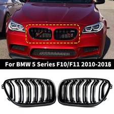 2x Gloss Black Dual Slat Kidney Grille Grill For Bmw 5-series F10 F11 M5 10-16