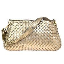Bottega Veneta Intrecciato Shoulder Bag Leather Gold Italy GHW 67PA178