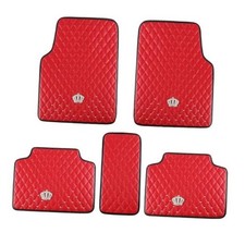 All Weather Pu Leather Floor Mats for Car SUV  Truck - 5 Pack/Set Front Red