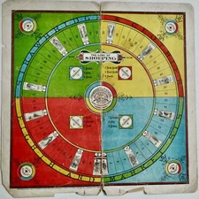 RARE Antique 1879  STRAWBRIDGE & CLOTHIER Advertising Board GAME OF  SHOPPING