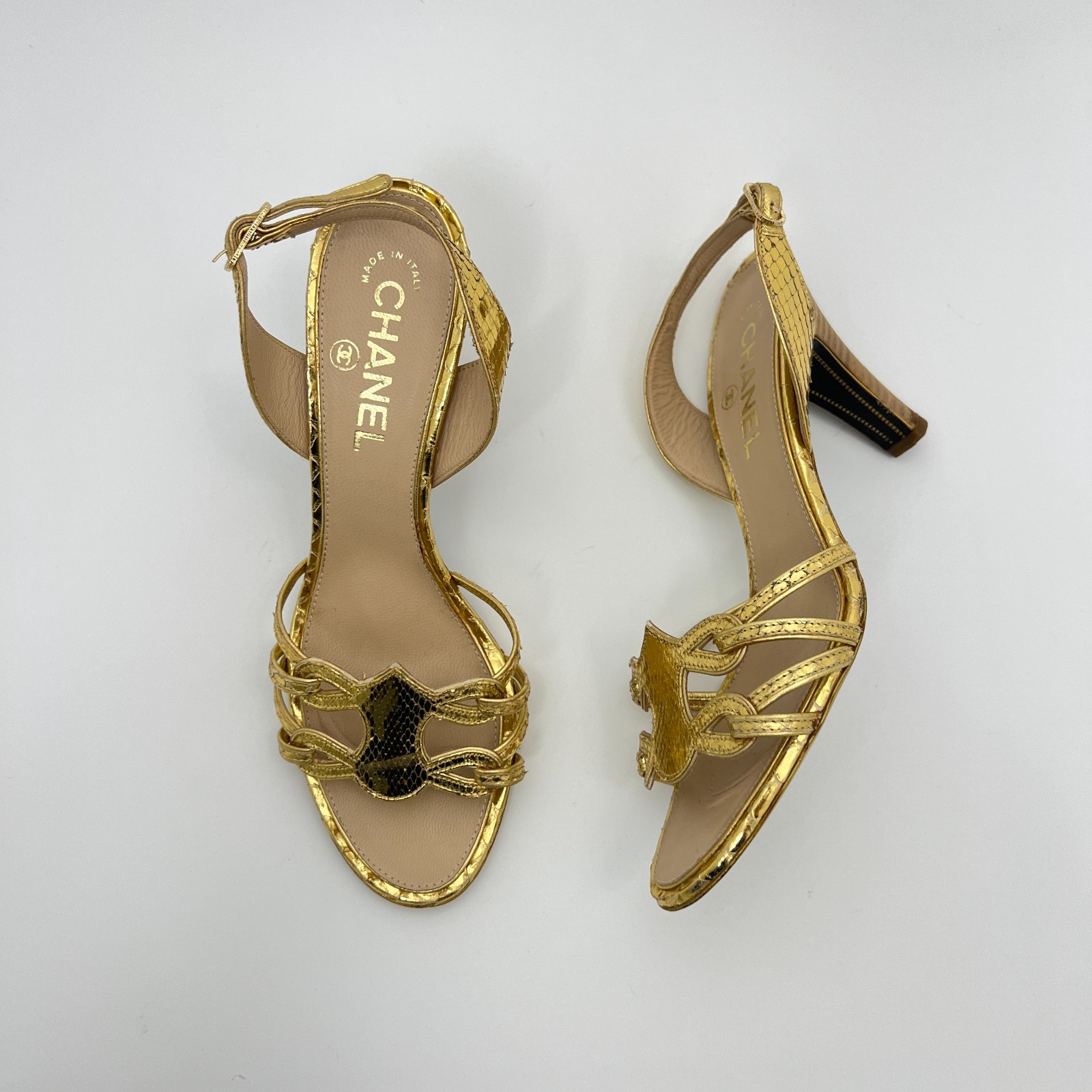 Chanel |Authentic Gold Metallic Snake Leather CC … - image 18