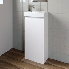 Bathroom Vanity Unit Floor Standing 400mm Cloakroom Sink Basin Grey White Oak