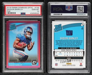 2018 Donruss Optic Rated Pink Prizm Saquon Barkley #156 PSA 10 GEM MT Rookie RC