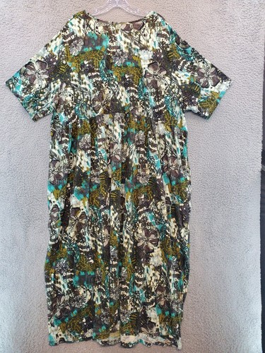 Abito donna Ulla Popken stampa tropicale maglia linea A impero taglia 24/26 nuovo con etichette - Foto 5 di 21