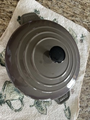 Staub Ceramic 8 Inch Round Covered 1 1/2  Deep Baking Casserole Dish Sage w/Lid
