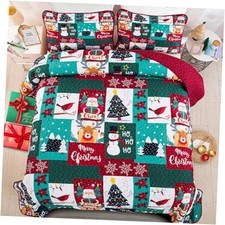 Christmas Quilt Set Size, Merry Christmas Santa Elk King Red and Green