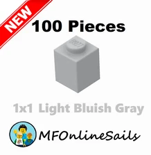 **NEW** 100x Genuine LEGO 1x1 Bricks - Light Bluish Gray - Piece # 3005 Bulk